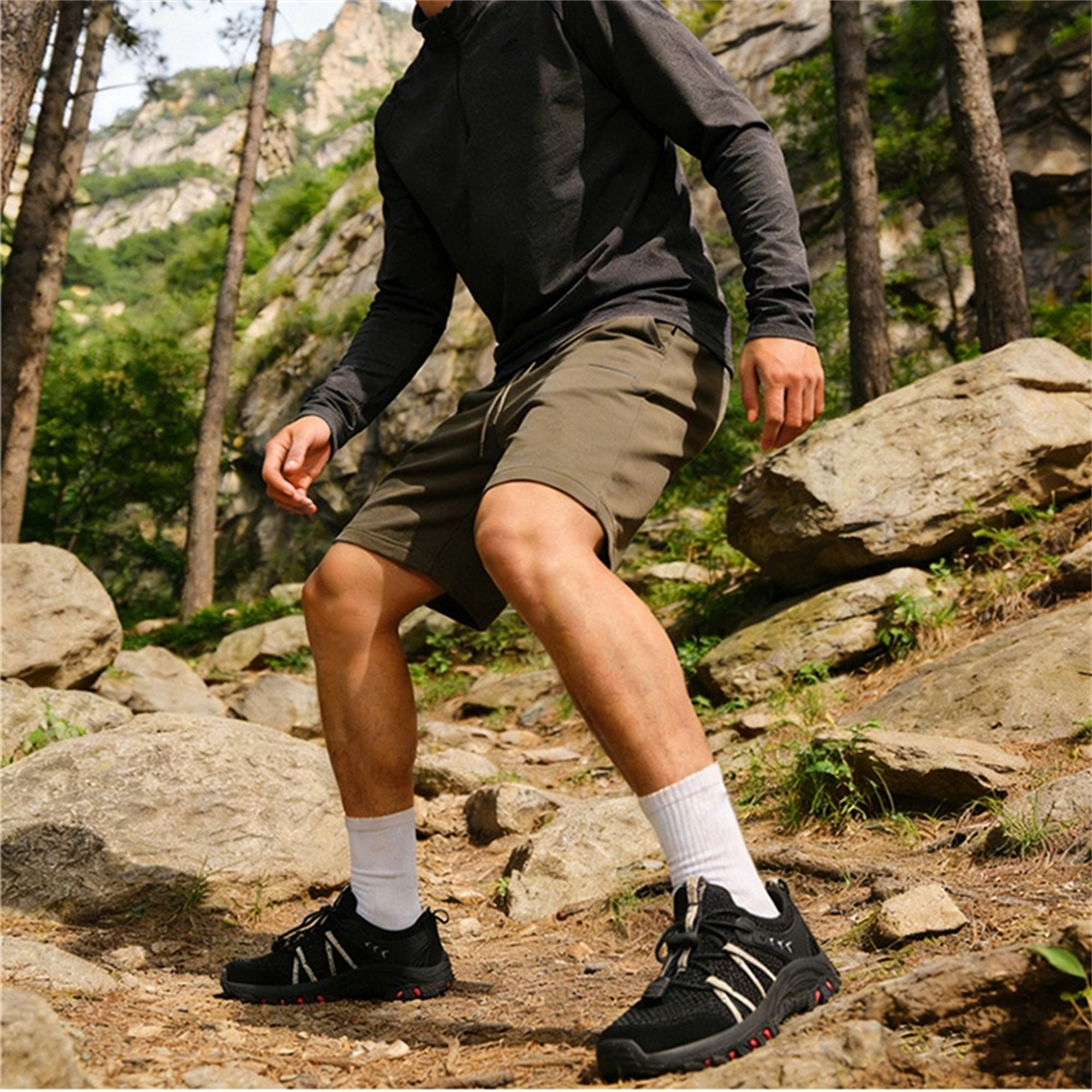 LASUDRAA Men Women Unisex Outdoor Hiking Shoes, Breathable Mesh Non‑Slip Lightweight Quick‑Lace Trekking Water Sneakers