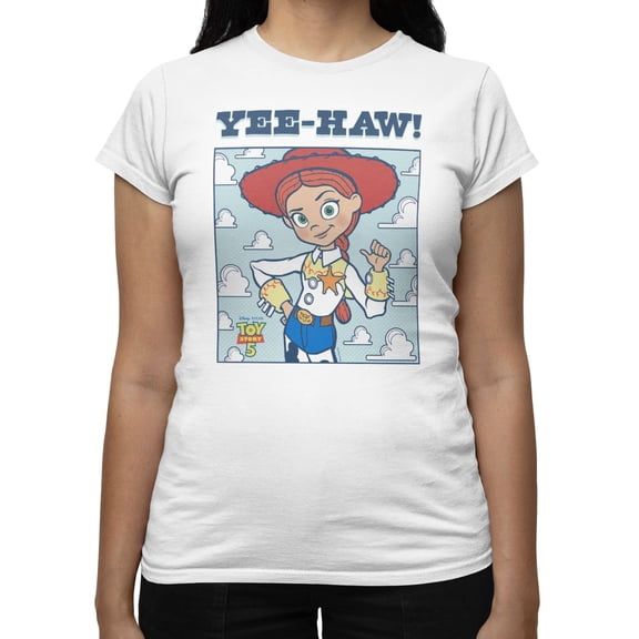 Disney Pixar Toy Story 5 Women's Yee-Haw This Cowgirl Jessie T Shirt (White, S-XXL)