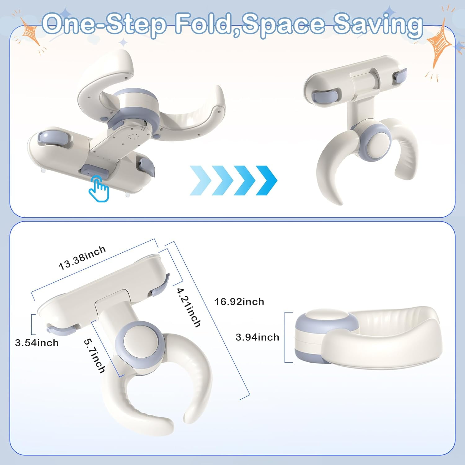 Baby Bath Support Stand - Adjustable Height Wall Mount with Suction Locks, Safe ABS Frame for Infant Tub , Foldable & Secure Seated Support(6-36 Months)