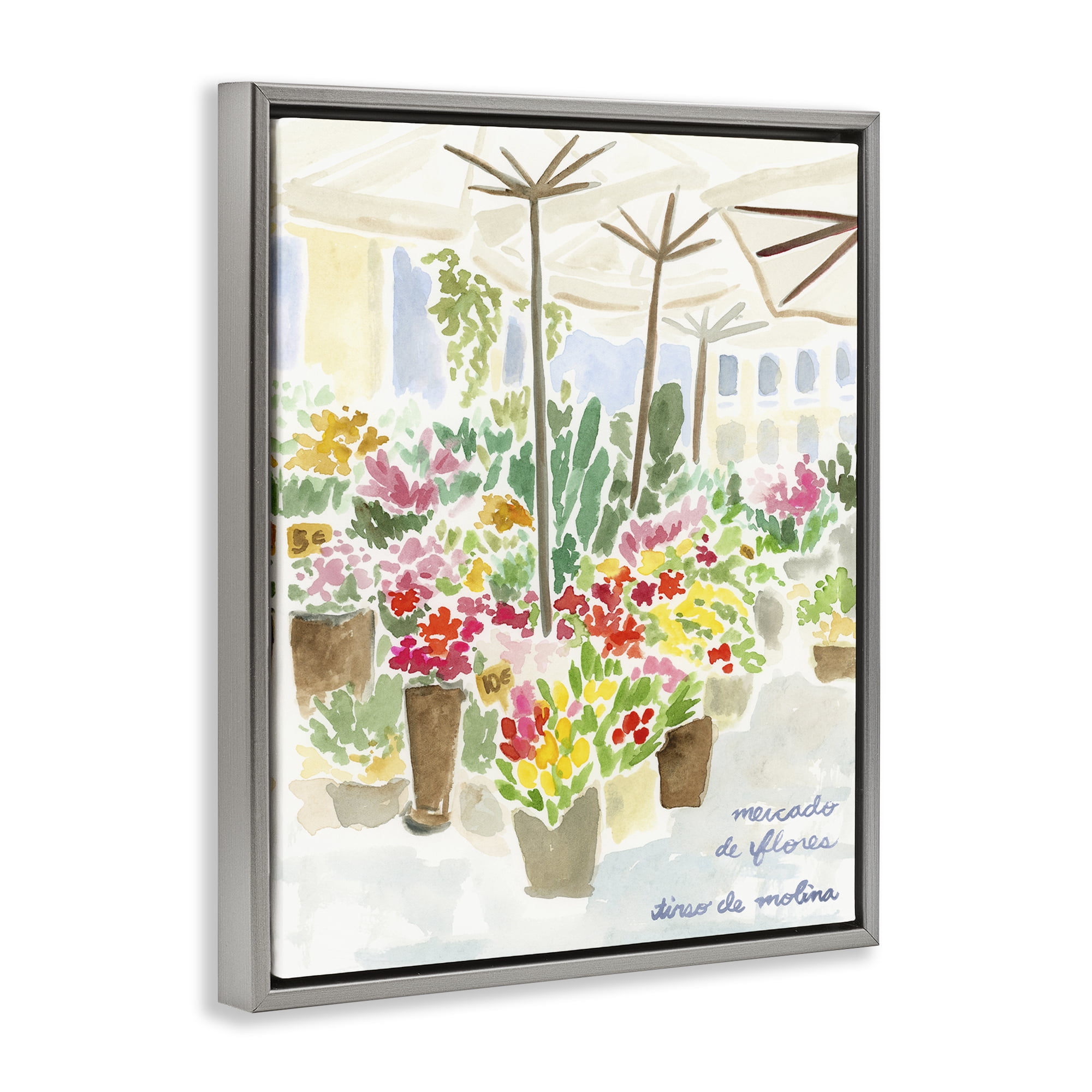 Stupell Industries Assorted Florals Scenery Scenic & Cityscapes Painting Gray Floater Framed Canvas Art Print Wall Art, 25 x 31