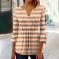 thumbnail image 1 of RXIRUCGD Blouse T-Shirt Décontractée à Rayures Mode Imprimée Col en V Manches Courtes Ample pour Femmes, Orange, Taille : m, 1 of 5