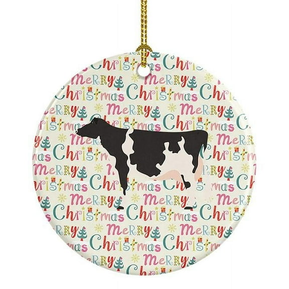 Holstein Cow Christmas Ceramic Ornament 2.8 in x 2.8 in