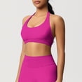 thumbnail image 5 of WMTBSRSW Halter Ribbed Knit Crop Tank Tops for Women Open Back Padded Longline Sports Bras Workout Gym Yoga Hot Pink Medium, 5 of 9