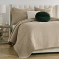 thumbnail image 2 of Greenland Home Velvet Crush Textured Plush Solid Color Coverlet Set, All Ages, 3-Piece Full/Queen, Khaki, 2 of 9