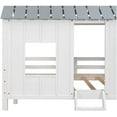thumbnail image 4 of Historyli Twin Size House Bed with Roof,2 Front Windows,Ladder,Wooden Low Loft Platform Bed Frame,White, 4 of 6