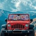 thumbnail image 3 of HUIACONG Colorful Flowers Windshield Sun Shade for 2018-2024 Jeep Wrangler JL JLU & Gladiator JT, Sunshades Heat Shield, Aluminum Foil Triple Laminate Structure, Silver, 3 of 6