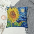 thumbnail image 2 of Leisuo  Square Throw Pillow Covers Abstract Painting of Blue Starry Sky and Sunflowers Pillow Cases Decorative for Home Bedroom Sofa Pillowcases Standard White, 2 of 5