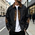 thumbnail image 2 of Mens Jeans Jacket Color Block Lapel Button Down Denim Jacket for Spring and Fall, 2 of 4