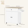 thumbnail image 2 of Rolling Kitchen Island with Drop Leaf, White Kitchen Storage Cart with Drawer, Cabinet, Spice Rack & Towel Bar, Mobile Breakfast Table for Small Kitchen & Dining Area, 41.7"W, 2 of 7