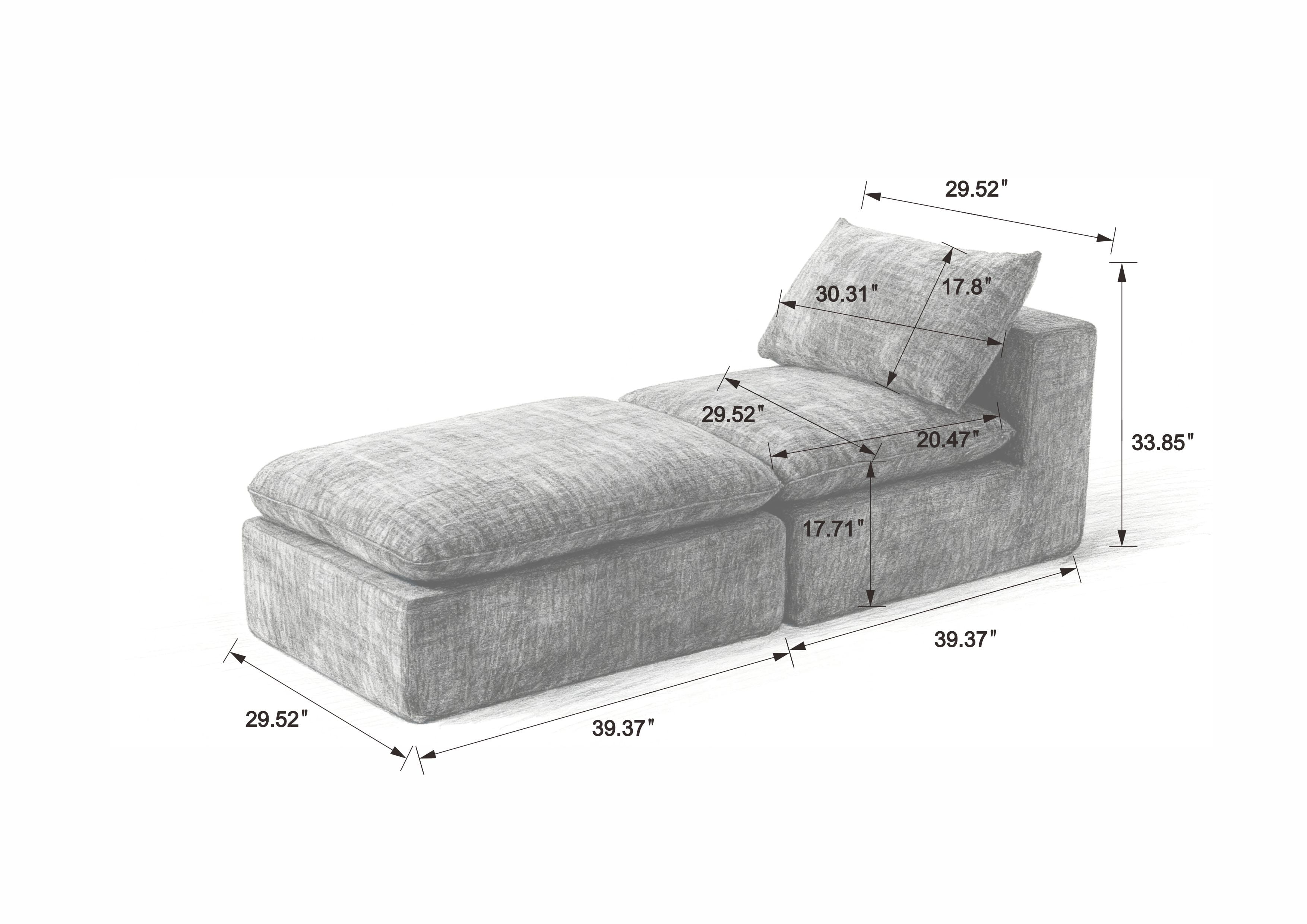 MAYEERTY Modern Modular Chenille Sofa, Black Cloud-Soft Sectional Couch for Living Room