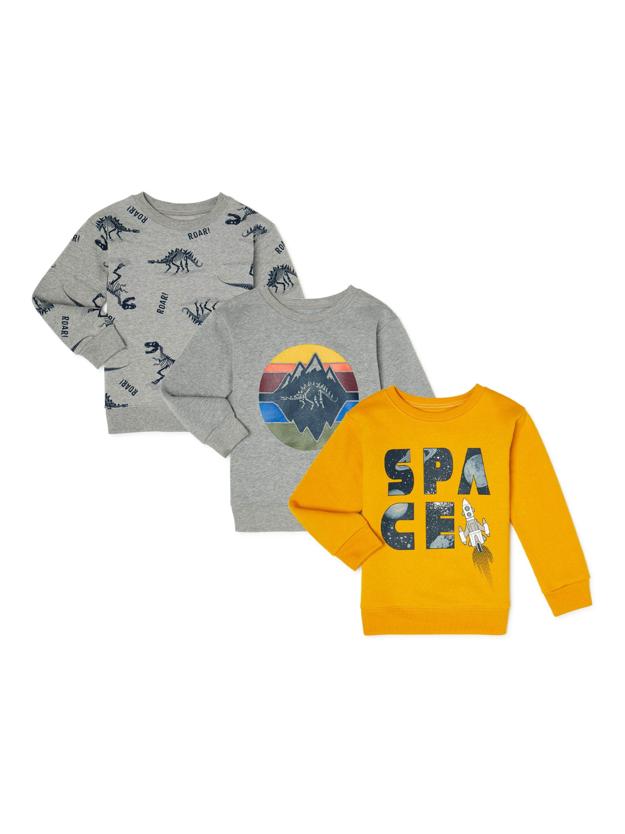 Garanimals Baby and Toddler Boy Fleece Sweatshirts Multipack, 3Pack