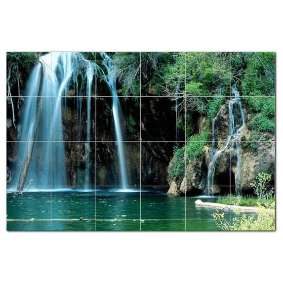 Waterfall Picture Ceramic Tile Mural Kitchen Backsplash Bathroom Shower, 406161