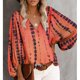 thumbnail image 1 of Blusa con Estampado Floral Nikou Cuello en V Manga Larga, 1 of 5