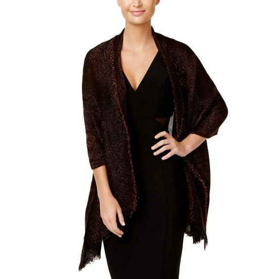 Inc International Concepts Women’s Tiny Pleated Metallic Scarf Wrap, Black / Copper