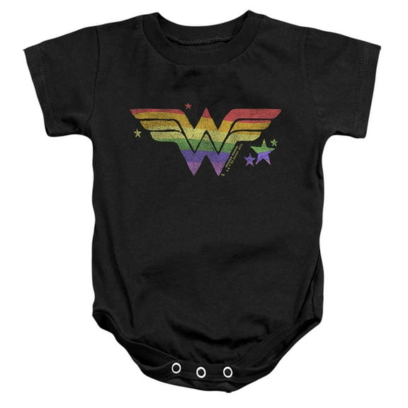 Dc Wonder Woman Rainbow Wonder Woman Unisex Infant Snap Suit for Baby (6 Months) Black