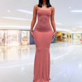 thumbnail image 2 of New Fashion Women Sexy Dresses Sleeveless Bodycon Backless Long Maxi Pure Slim Down Honey Peach Hip Suspender Party DressL Gao Jinjia LED, 2 of 2