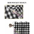 thumbnail image 6 of Spring Floral 2 Panel Kitchen Curtains for Small Windows, Black White Checkered Farmhouse Butterfly Bathroom Tier Curtain, Short Window Treatment for Bedroom/Living Room 55"x24", 6 of 6
