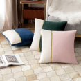 thumbnail image 2 of A pack of 2 decorative velvet pillowcases, paired with gold leather square solid soft pillowcases, sofa cushion covers 18 X 18 inches pink, 2 of 4