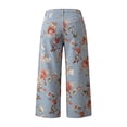 thumbnail image 6 of Women's Wide Leg Jeans Floral Print Bohemian Style Flowy Loose Wide Leg Vintage Baggy Jeans High Waist Stretchy Straight Leg Loose Denim Pants with Pockets, 6 of 8