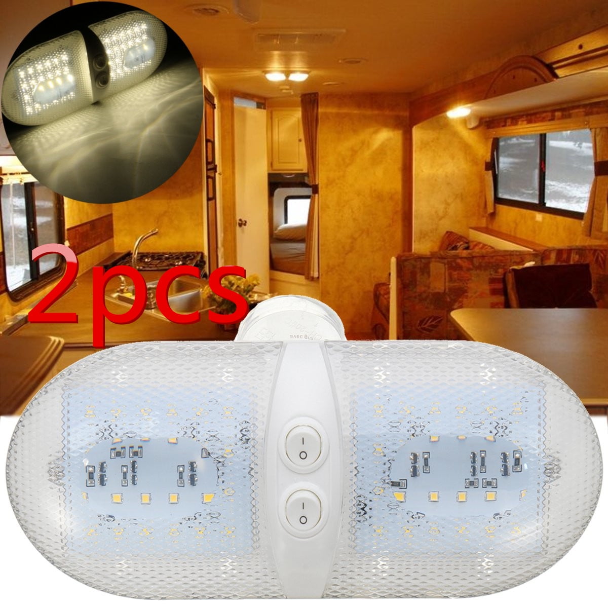 1/2/3/4X RV LED 12v Universal Fixture Ceiling Camper Trailer camper