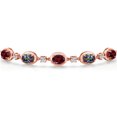 thumbnail image 3 of Gem Stone King 18K Rose Gold Plated Silver Red Rhodolite Garnet and Green Mystic Topaz Bracelet for Women | 4.70 Cttw | Gemstone January Birthstone | Oval 7X5MM | Fully Adjustable 9 inch, 3 of 6