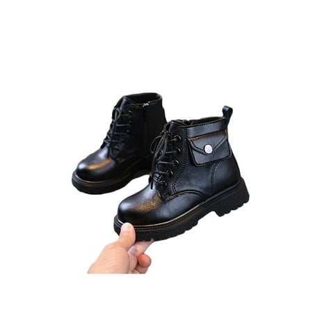 

UKAP Toddler Performance Breathable Zipper Ankle Boots Girl Party Casual Boot Comfort Buckle Short Bootie Black Shoes 11.5C