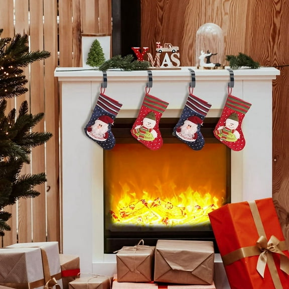 6PCS Christmas Stocking Holders for Set of 6 Mantel Decor Hooks Christmas Sock Hook Black C6098