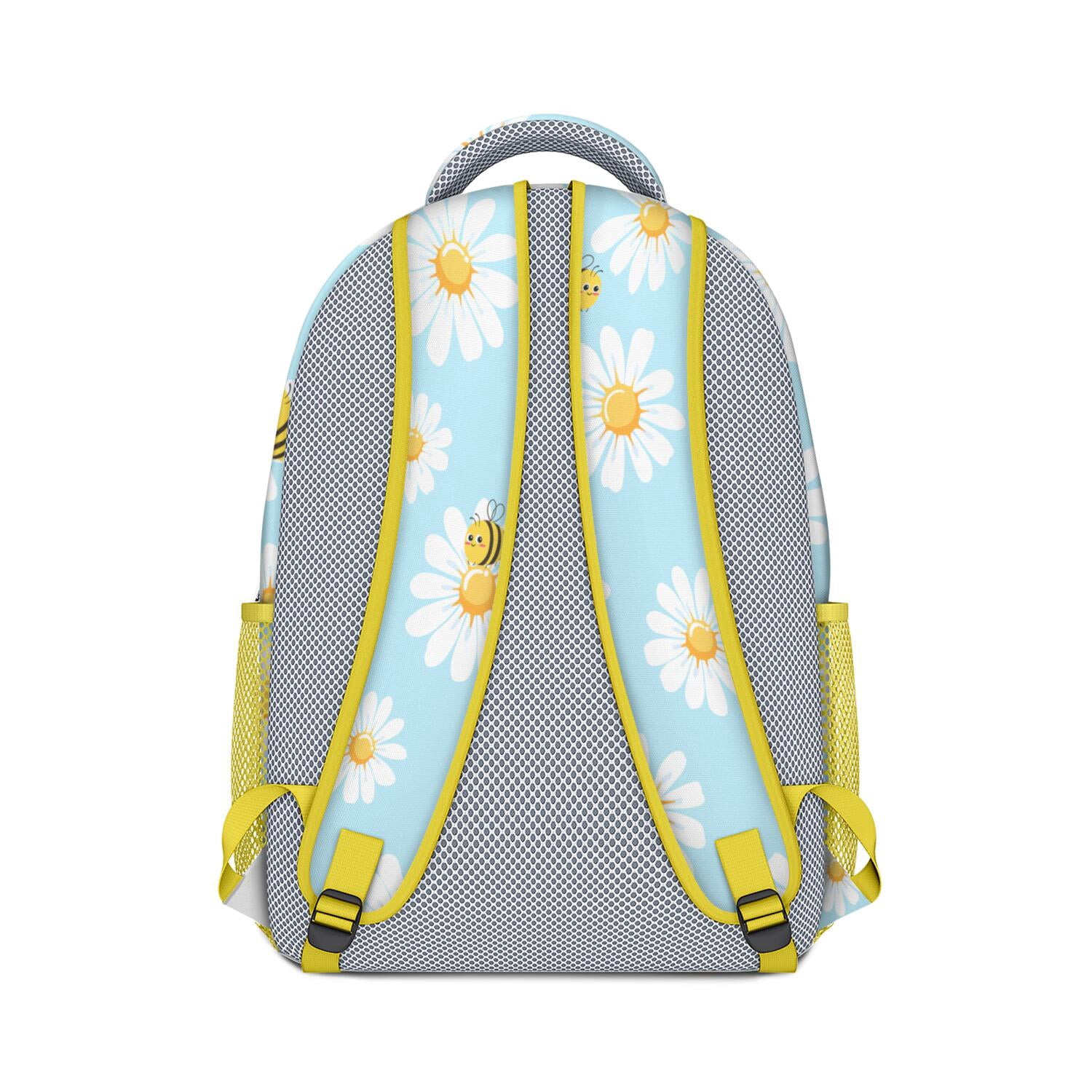 Floral Daisy Pattern Backpack - Vintage & Stylish with Mesh Shoulder Straps for Comfort