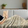 thumbnail image 3 of Geometric Soft Flannel Fleece Throw Blanket, 1920s Style Futuristic Retro Mix Vertically Symmetrical Design, Cozy Plush for Indoor and Outdoor Use, 50" x 70", Pale Brown and Off White, by Ambesonne, 3 of 5