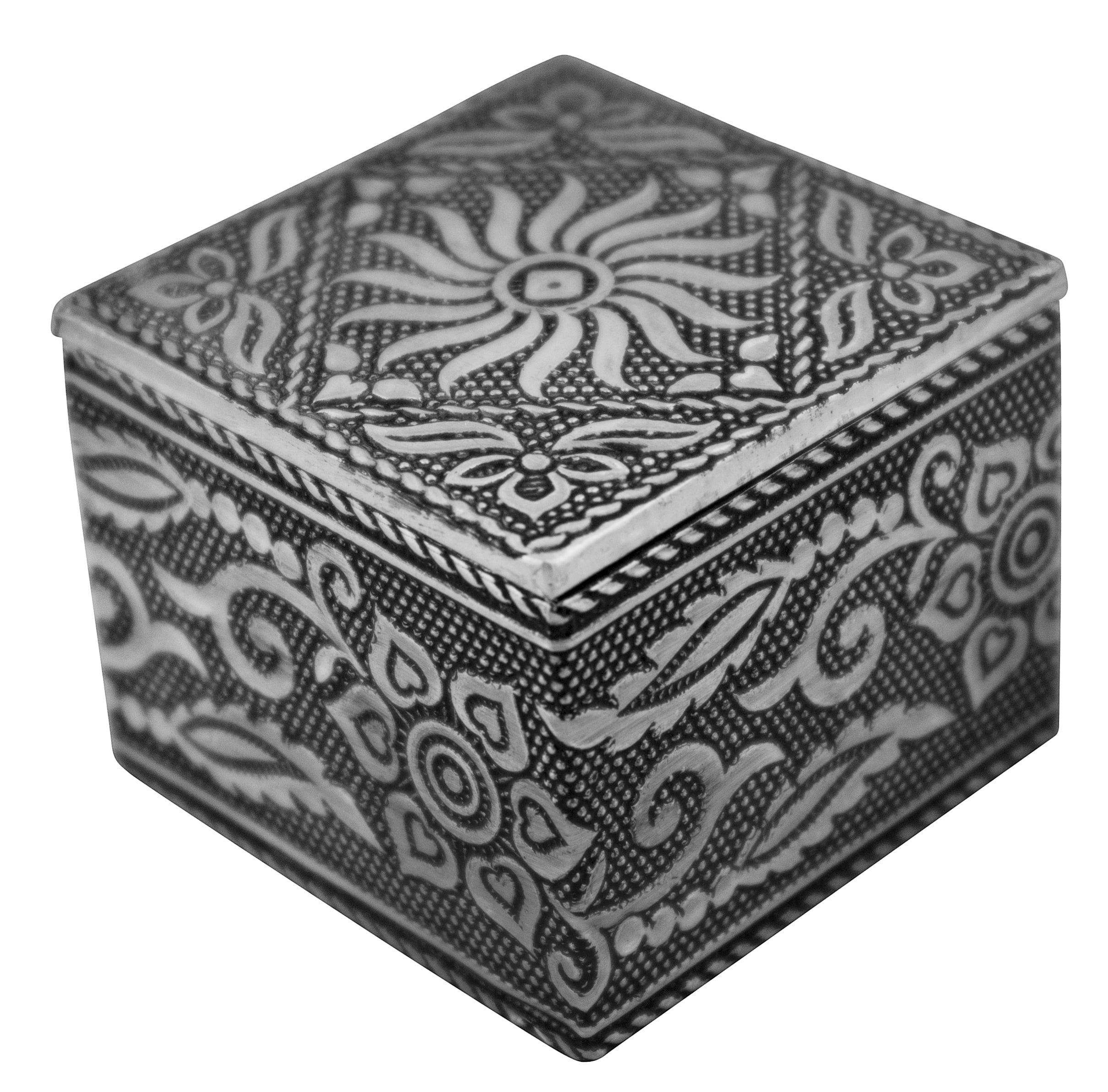 Elegant Jewelry Box with Metal Cladding and Soft Fabric Interior (Sun
