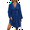 Blue, variant on Women's Fall A-Line Midi Dress V-Neck Long Lantern Sleeve Elastic Waist Ruffle Flowy Swing Spring Dresses