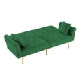 thumbnail image 3 of Convertible Sofa Bed Futon Couch Bed Velvet Sofa Bed Loveseat Sofa Futon Sofa Bed with Metal Legs, Adjustable Sofa Bed Accent Sofa Recliner with 2 Pillows and Nailhead Trim, Green, 3 of 7
