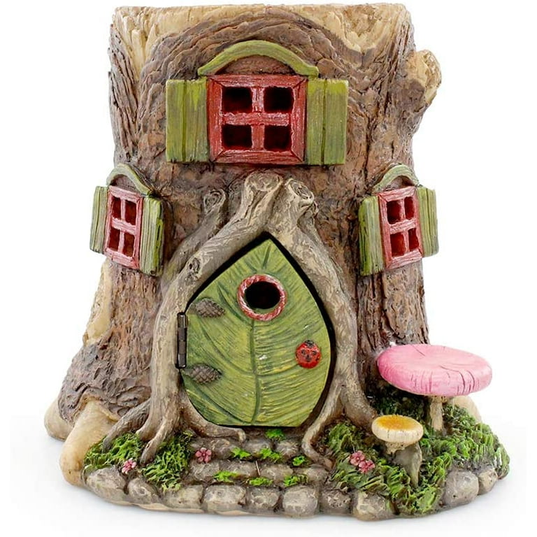6 inch Fairy Garden Miniature Tree Stump House with Working
