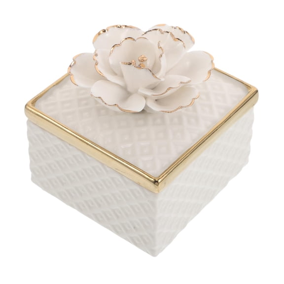 DEEPCRAFF Multi-Color Ceramic Flower Trinket Box Elegant Decorative Storage for Jewelry
