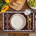 thumbnail image 4 of Brown Boho Placemats Set of 12, Retro Farmhouse Abstract Geometric Ethnic Art Placemats for Dining Table, Place Mats for Kitchen Tabletop, Waterproof Wipeable Dining Table Mats Set, 4 of 9