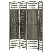 HOMCOM 4 Panel Room Divider, Folding Screen, 5.6', Dark Gray