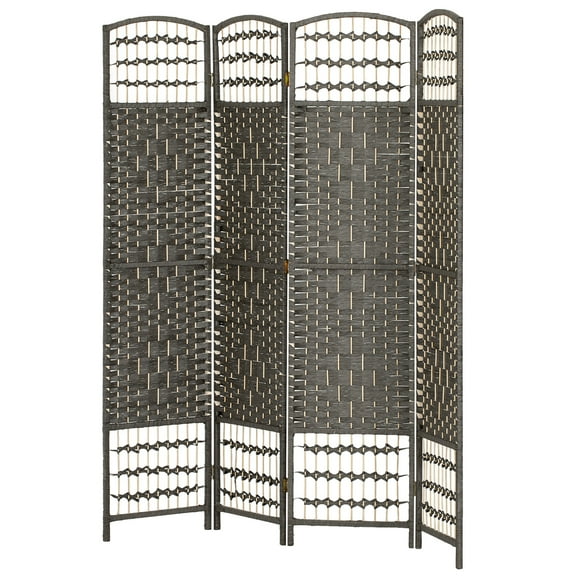 HOMCOM 4 Panel Room Divider, Folding Screen, 5.6', Dark Gray