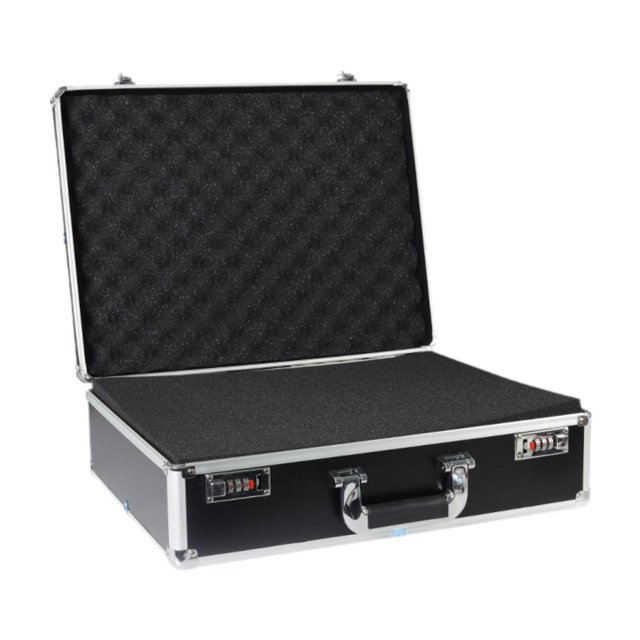 Estuche de aleación de aluminio Estuche para herramientas Multifuncional con asa Estuche rígido protector Maletín rígido para reuniones de accesorios Negro L