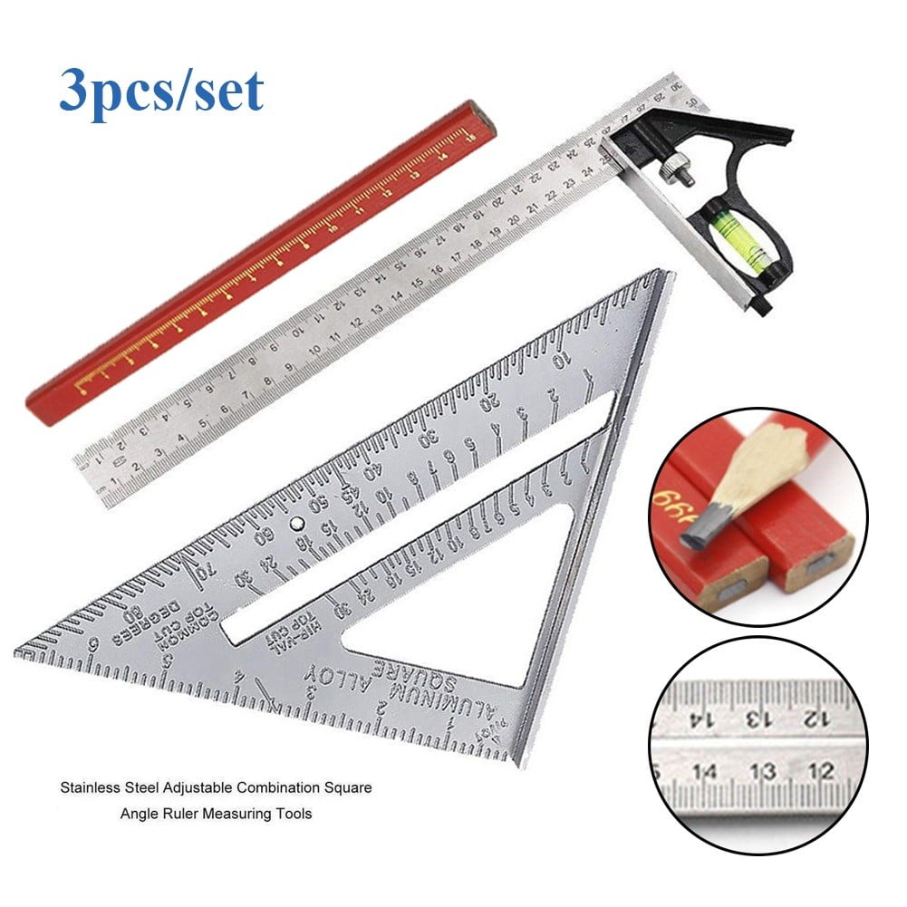 12 Combination Square Right Angle Triangle Ruler Measuring Tool Carpentry Set Walmart Com Walmart Com