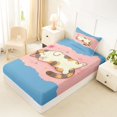 thumbnail image 5 of Manfei Cute Kitten Cat Twin Sheets, Cartoon Sleeping Pet Bedding, Blue Pink, 3-Piece, 1 Flat Sheet, 1 Fitted Sheet and 1 Pillowcase, 5 of 6