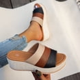 thumbnail image 6 of Dakaela Women's Wedge Sandals 2.76 Inch Platform Espadrille Heels Color Block Open Toe Strappy Slip on Casual Summer Slide Shoes Size 7, 6 of 8