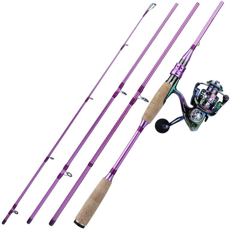 Sougayilang Spinning Fishing Rod and Colorful Reel Fishing Full Kits with  Carrier Bag for Travel