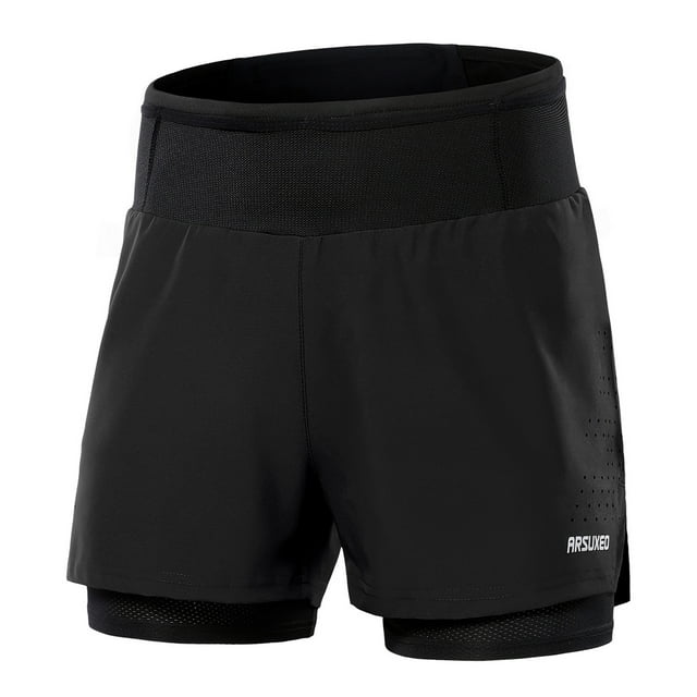 Arsuxeo B233 Multi-Functional Running Shorts with Storage Belt, Breathable & Quick-Dry, Black, EU XL