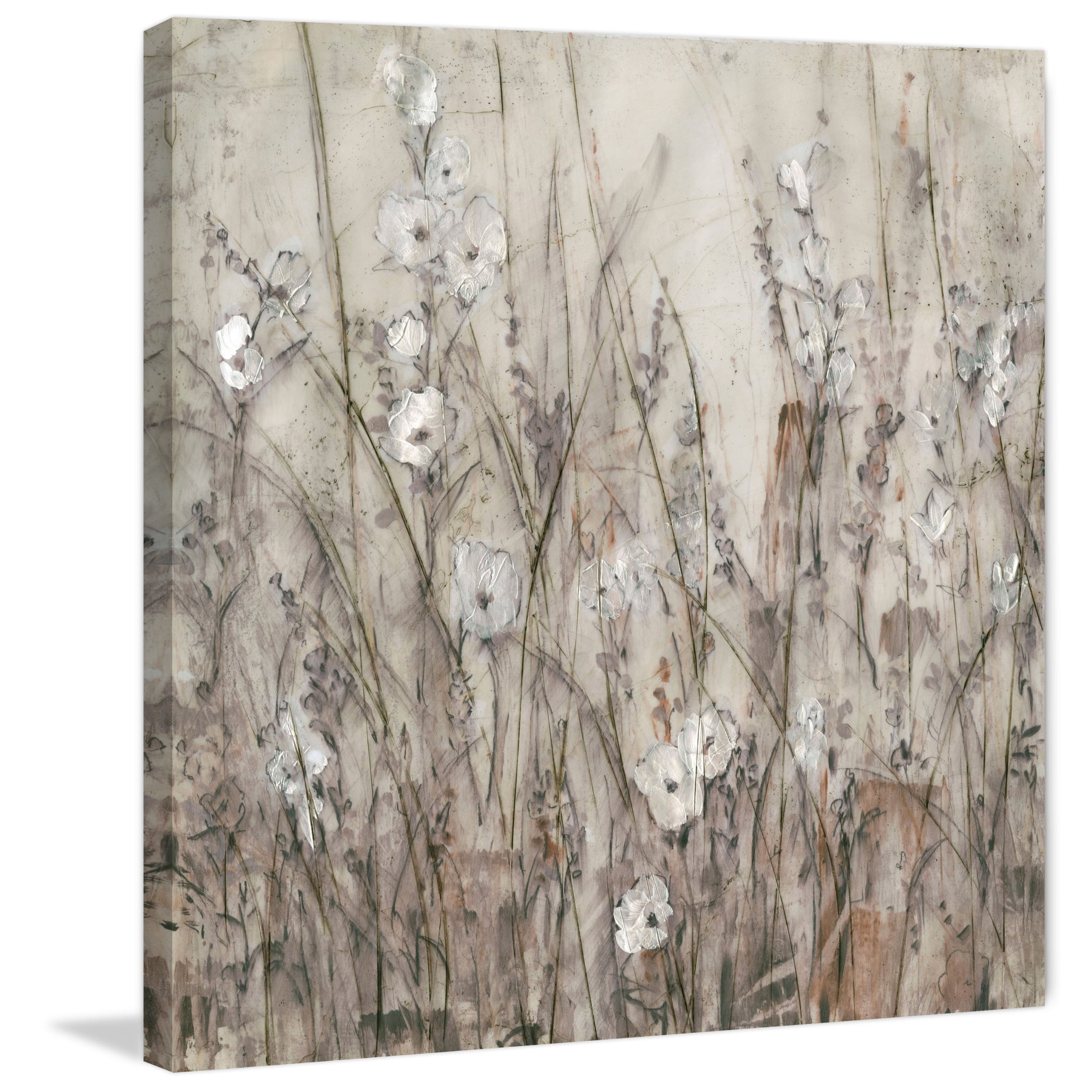 Marmont Hill "Tiny White Blooms" Painting Print on Wrapped Canvas
