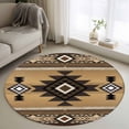 thumbnail image 2 of Brown Southwest Large Area Rugs for Bedroom Living Room, Soft Non Slip Carpet Bedside Rug, Boho Aztec Ethnic Abstract Geometric Round Floor Cover Kitchen Accent Rug 4' for Dining Room/Office, 2 of 9