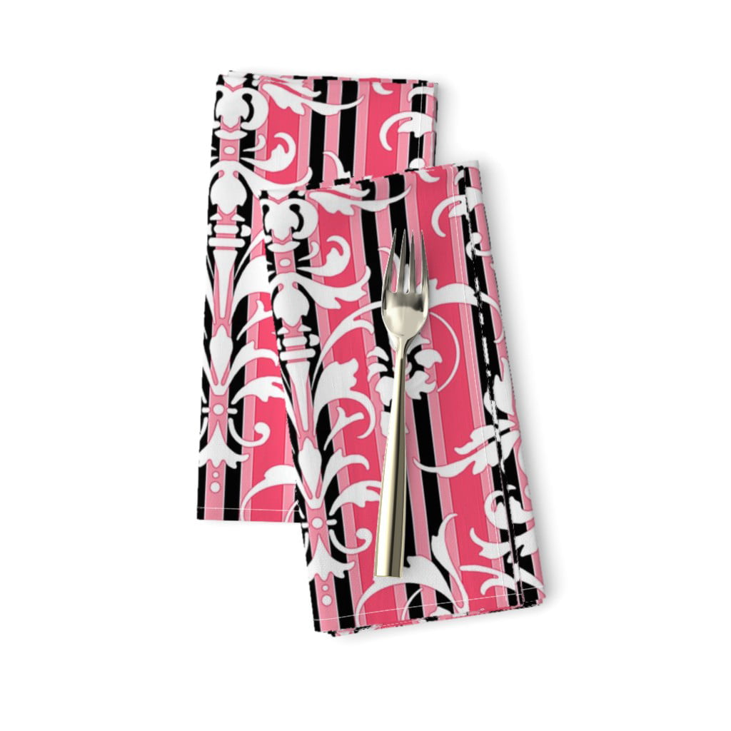 Pink Black Eloise Paris Fun Sweet Cotton Dinner Napkins by Roostery Set of 2