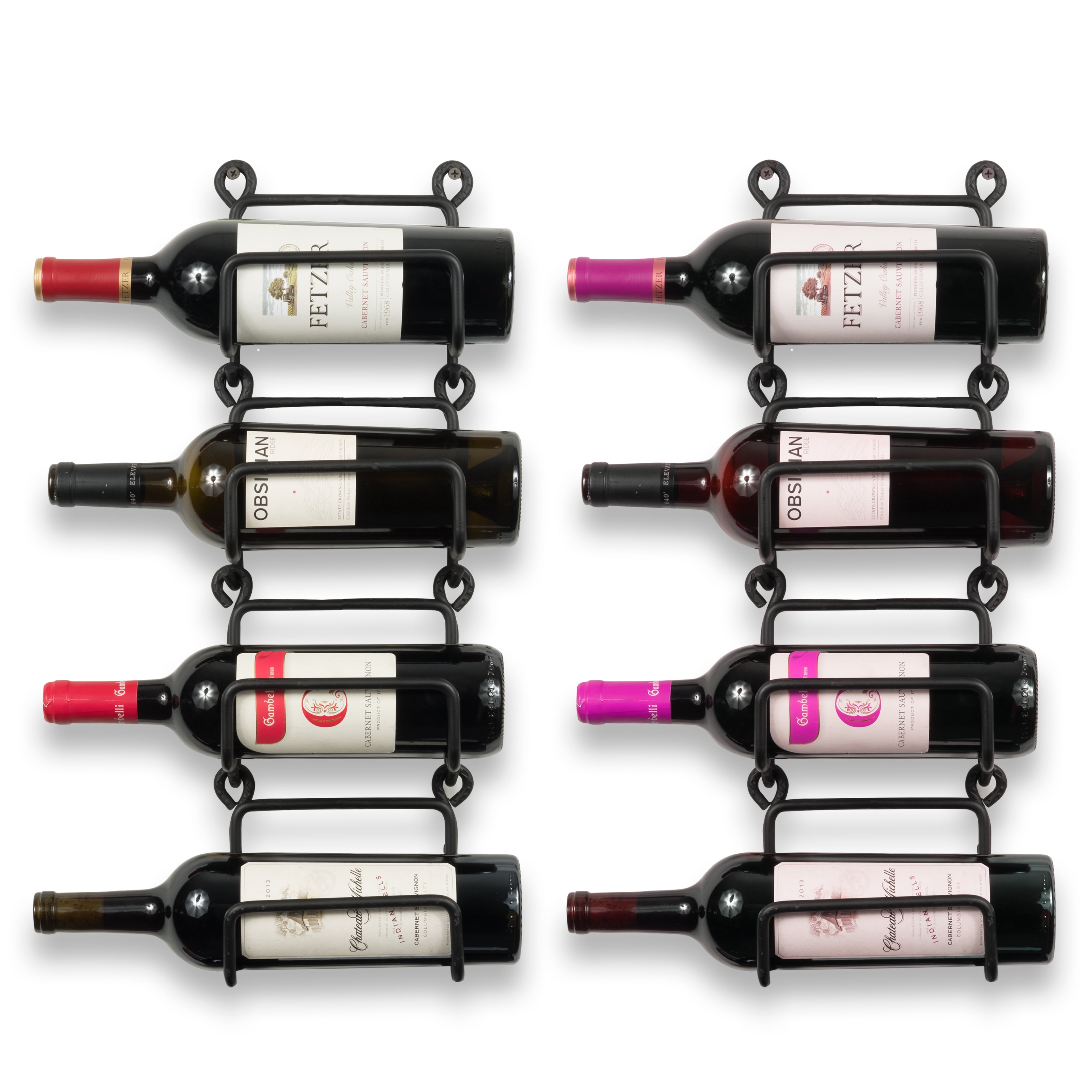 Modular Wrought Iron Wine Rack Wall Mounted Black Premium Quality