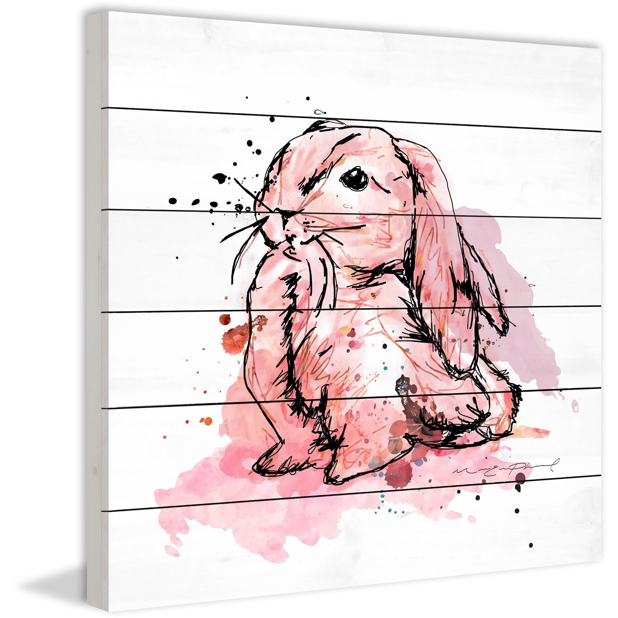 Marmont Hill "Lapin Corail" by Marie-Eve Pharand Painting Print on White Wood