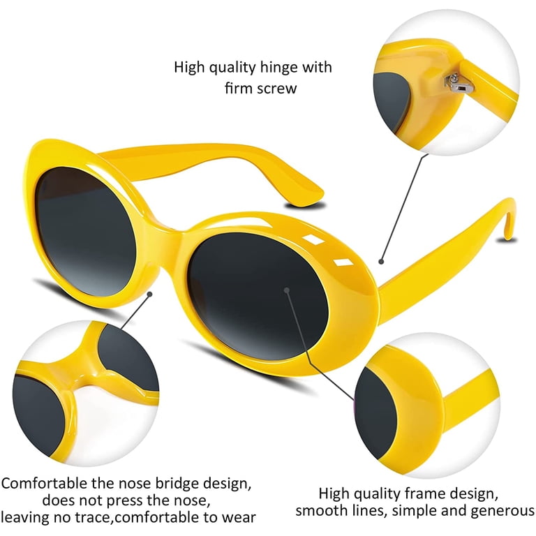 Yellow Oval Sunglasses with Case Gold Yellow Oval Sunglasses For Men Retro UV400... From  main image 4