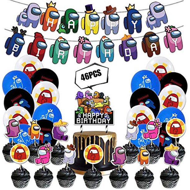 Among Us Party Decorations Game Theme Supplies Cupcake Decor Gifts